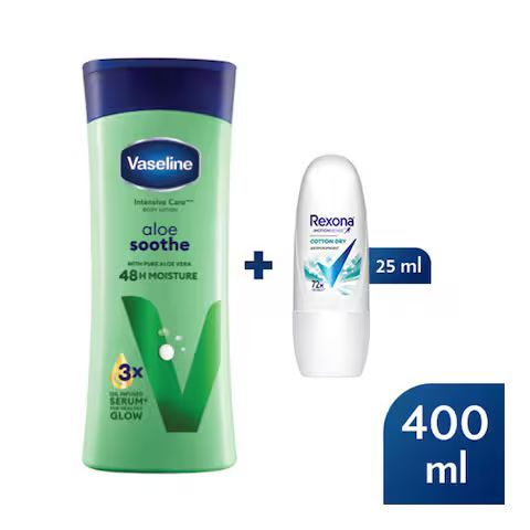 Vaseline Lotion Aloe Smooth 400ml /Rexona 25Ml