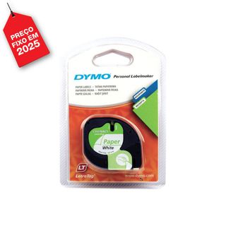 Dymo Fita LetraTAG papel preto s/ branco 12mmx4 m