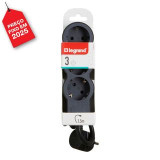 Legrand Bloco 3 Tomadas Cabo de 1.5 m Preto