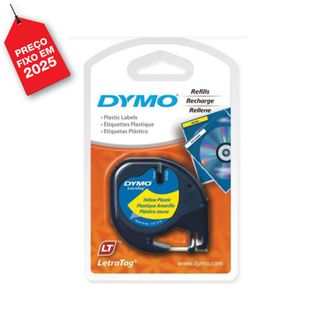 Dymo Fita LetraTAG preto s/ amarelo 12mmx4 m