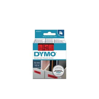 Dymo D1 padrão preto s/ vermelho 12mmx7 m