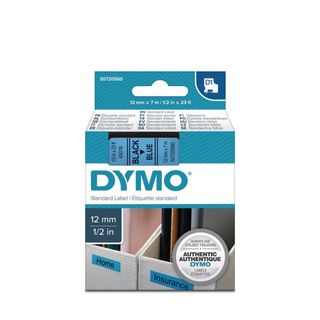 Dymo D1 padrão preto sobre azul 12 mm x 7 m