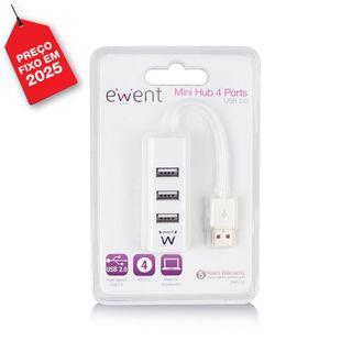 Ewent Hub USB-A -4xUSB-A 2.0 Cabo de 12cm Branco