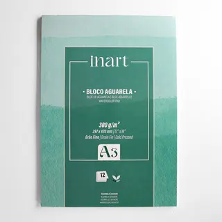 Inart Bloco Papel p/ Aguarelas A3 300 g/m² 12 Fls.