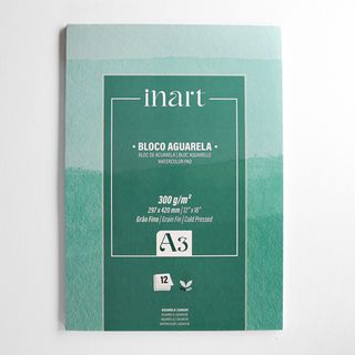 Inart Bloco Papel p/ Aguarelas A3 300 g/m² 12 Fls.