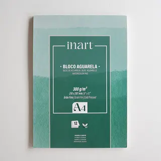 Inart Bloco Papel p/ Aguarelas A4 300 g/m² 12 Fls.