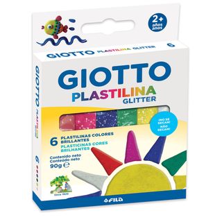 Giotto Plasticina em Barra Glitter 6 Cores