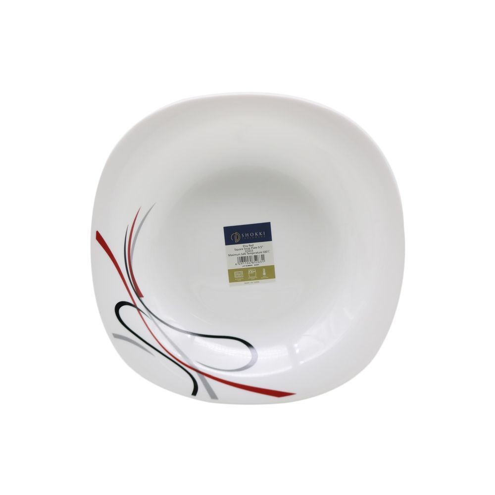 Shokki D1615 Etsy Red Square Plate White