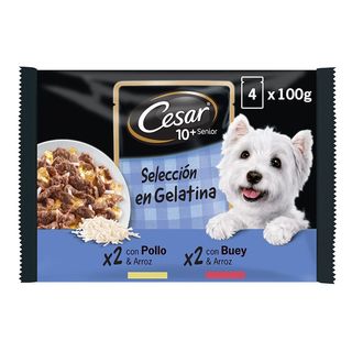 Cesar Mezcla de Carnes Gelatina en Bolsita para Perros Sénior - Multipack - 100GR