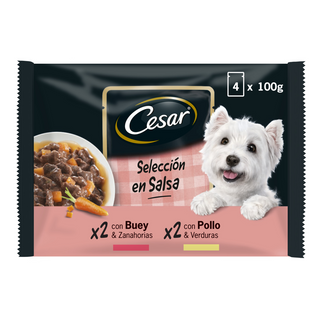 Cesar Comida Húmeda para Perro Adulto Salsa Bolsitas (4 x 100gr)