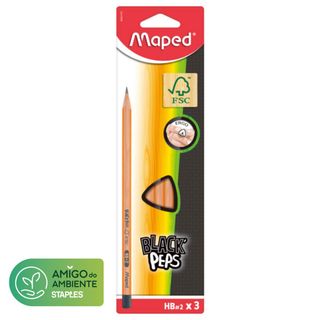 Maped Lápis de Grafite Black'Peps HB2 3 Unid.