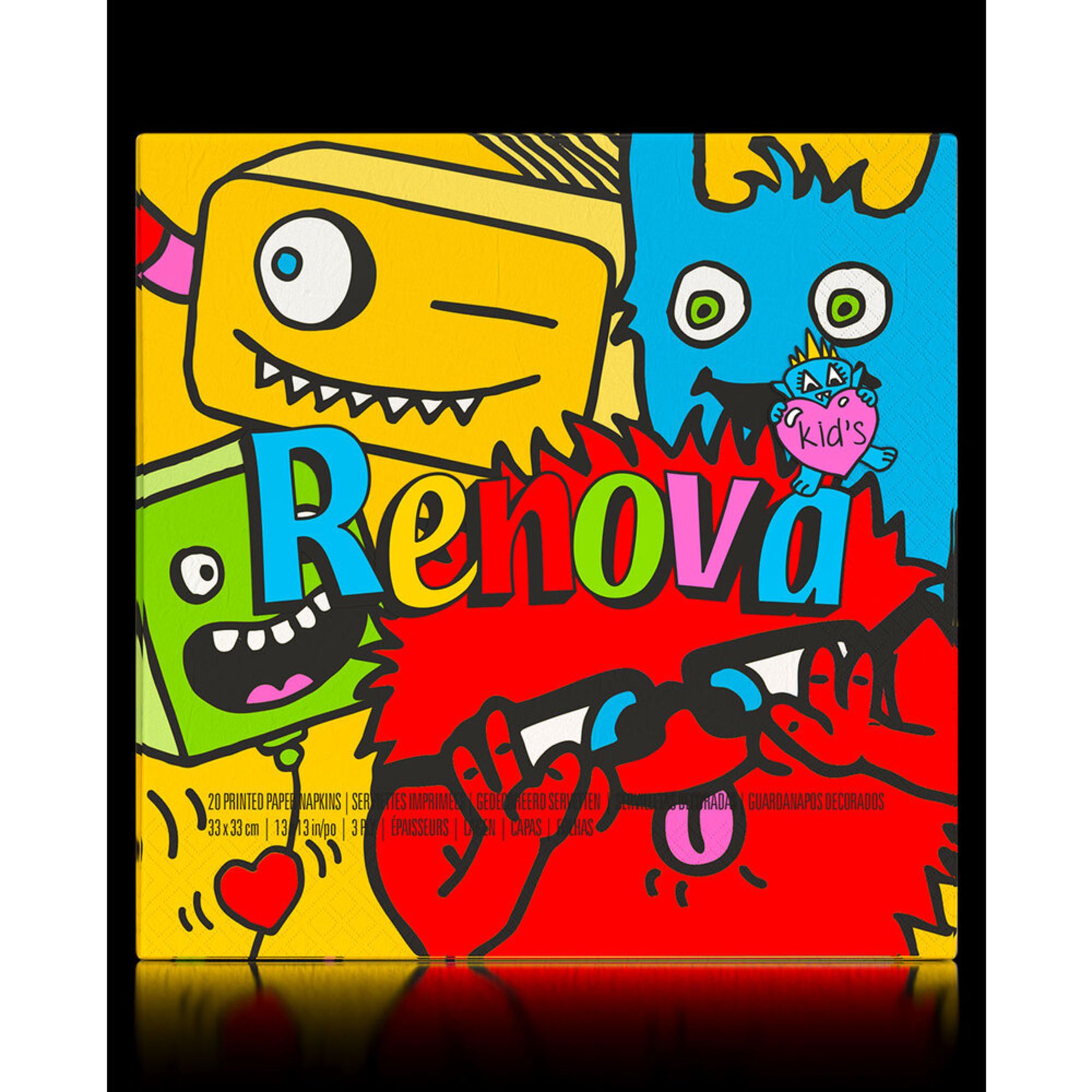 Renova Guardanapos Kids 33x33cm Várias Cores 12 Packs
