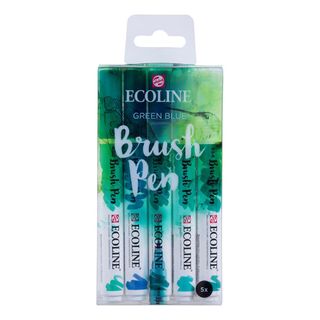 Talens Caneta Ecoline Brush Verdes e Azuis 5 Unid.