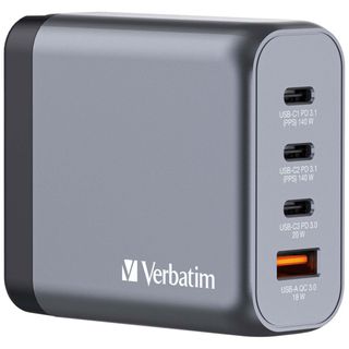 Verbatim Carregador GaN 140W 3 USB-C e 1 USB-A