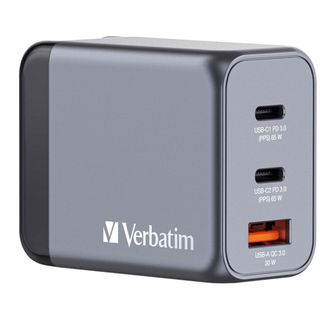 Verbatim Carregador GaN GNC-65 65W 2 USB-C e 1 USB-A