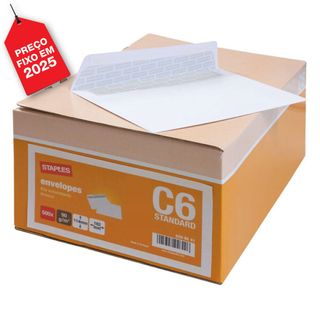 Staples Envelop C6 114x162mm Autocolante 500 Unid.