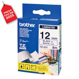 P-Touch Fita Brot.Tze-231 12mm 8mt Preto / Branco