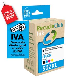 Recycleclub Tinteiro C. EPSON 502XL 4 Preto Tricol.