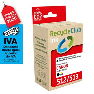 Recycleclub Tinteiro Comp Canon PG512 CL513 2 Tricol.