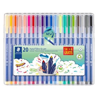 Estuche 14+6 gratis rotuladores STAEDTLER Triplus punta fibra 1 mm, colores surtidos