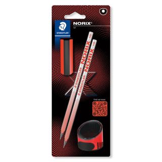 Staedtler 2 Lápis Afia e Borracha Mina HB Vermelho