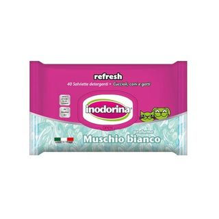 40 UN Inodorina Refresh Musgo Blanco Toallitas Húmedas para perros y gatos