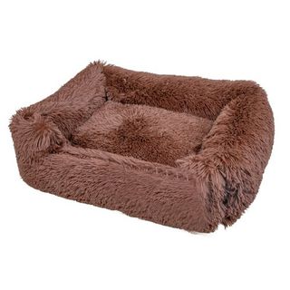 Leeby Cama Suave Antiestrés de Pelo Marrón para perros