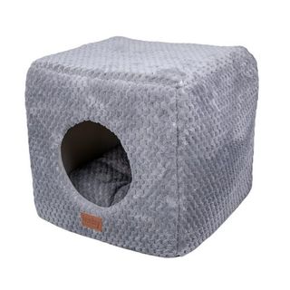 Leeby Cama Cueva Suave Gris para gatos