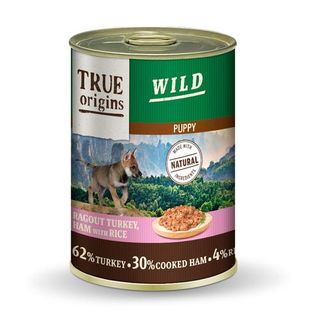 0.4 KG True Origins Wild Puppy Pavo y Jamón Cocido con Arroz lata para cachorros