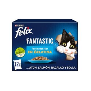 COMIDA HÚMIDA PARA GATO FELIX FANTASTIC PEIXE 12X85G
