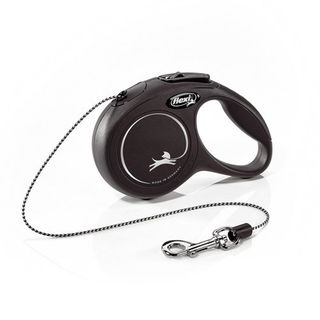 Flexi New Classic trela extensível com cordão preto