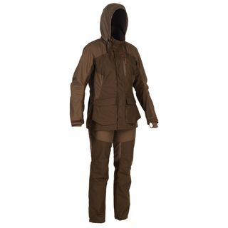 Chaqueta Caza Solognac 500 Mujer Marrón Impermeable Resistente Transpirable - 34