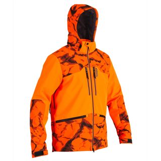 Chaqueta Caza Softshell 500 cortaviento Solognac Hombre Naranja Fluo Visibilidad - 4XL