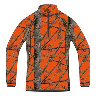 Camiseta Manga Larga Hombre Caza Solognac Camuflaje Naranja Fluo Transpirable - XL