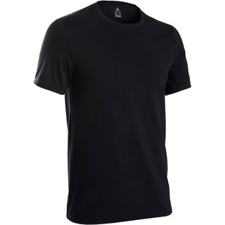 Camiseta fitness manga corta algodón extensible slim Hombre negro - 2XL