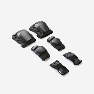 SET DE 3 PROTECCIONES NEGRAS DE SKATEBOARD PARA NIÑOS DECATHLON PAD500 - XS