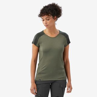 Camiseta de montaña y trekking manga corta lana merino Mujer  Forclaz Resist - 2XL