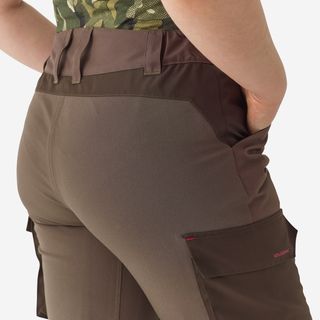 Pantalón Caza Solognac 500 Mujer Marrón Impermeable Bolsillos Cargo - 40