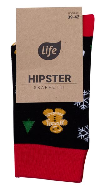 Life Skarpetki Hipster wzór Pierniczki Czarne, rozm.35-38