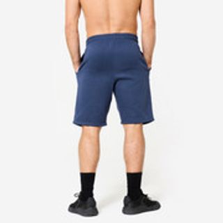 Pantalón Corto Fitness Hombre Azul Marino Muletón Bolsillos - M