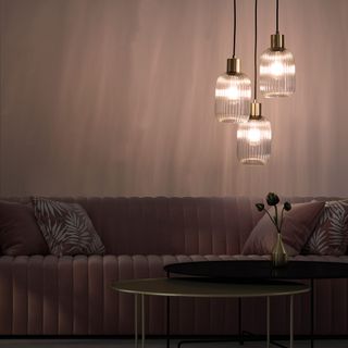 Lampadario Dipsy Vetro E Metallo Oro D25 Cm 3Xe27