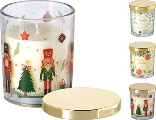 Koopman Świeczka w szkle 10 cm, mix 3 wzorów