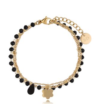 By Dziubeka Bransoletka z kamieniami i złotym kwiatuszkiem