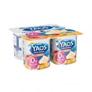 Yogur Griego Desnatado Con Melocotón Nestlé Sin Gluten Pack De 4 Unidades De 115 G.