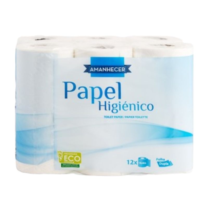 Amanhecer Papel Higiénico Folha Dupla Branco 12 Rolos