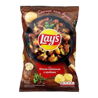 Чипси Lays зі смаком м'ясна пательня з грибами, 120г