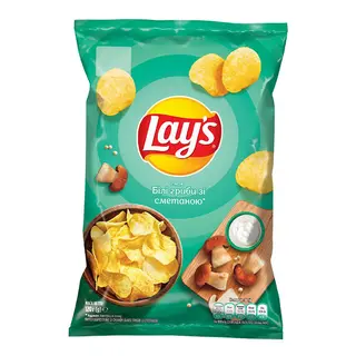 Чипси Lays зі смаком білих грибів та сметани, 120г