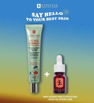 Erborian CC Red Correct Anti redness cream 45ML + Skin Therapy Huile visage multi-perfectrice 10ml