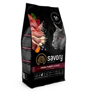 Корм сухий Savory Adult Cat Steril Fresh Turkey and Duck для стерилізованих котів з індичкою та качкою 400 г
