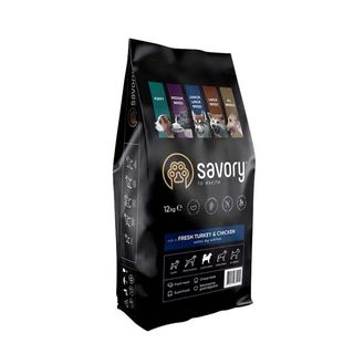 Корм сухий Savory Junior Large rich in Fresh Turkey and Chicken для молодих собак великих порід від 25 кг зі свіжою індичкою та куркою 12 кг